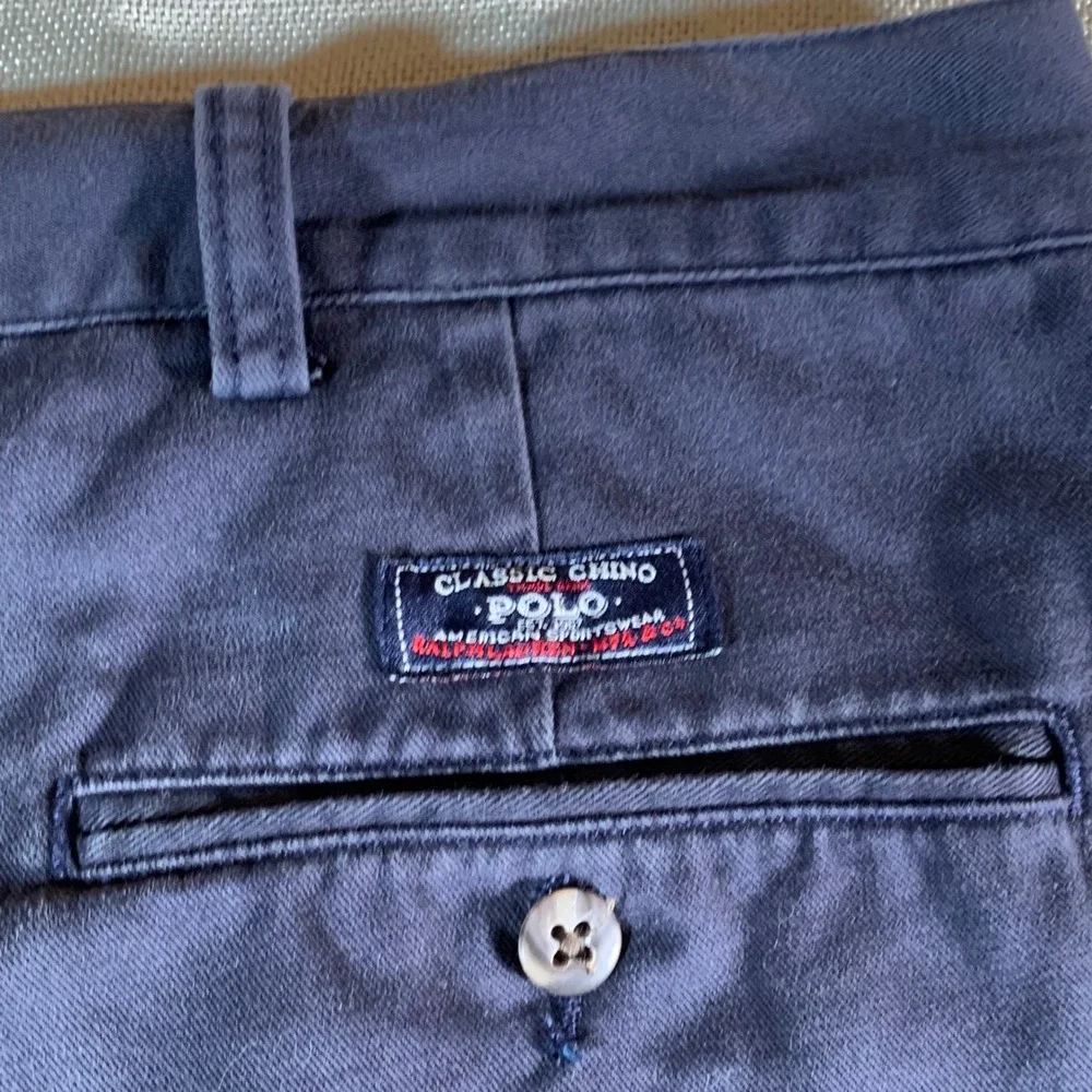 Polo Ralph Lauren Tyler Short Mens 40 Navy Blue Pleated Chino Cotton Shorts‎